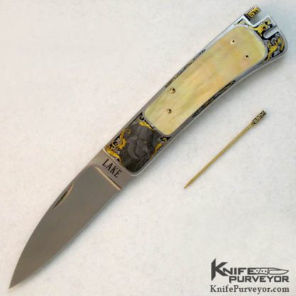 Ron Lake Custom Knife South Sea Goldlip Pearl Tail Lock Engraved by Steve Lindsay