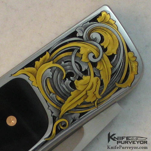 Ron Lake Custom Knife Cape Buffalo Horn Inlaid Tail Lock Engraved by Steve Lindsay - Image 5