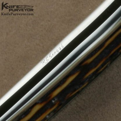 Ron Lake Custom Knives Bob Loveless Designed Amber Stag Tail Lock Engraved by Ron Skaggs - Image 8