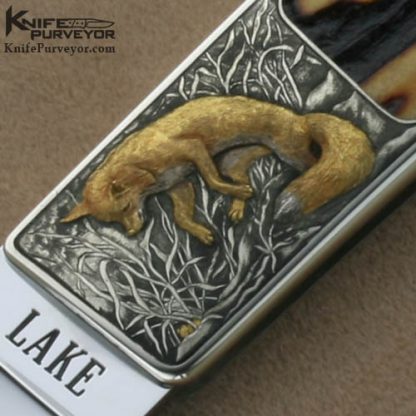 Ron Lake Custom Knives Bob Loveless Designed Amber Stag Tail Lock Engraved by Ron Skaggs - Image 2