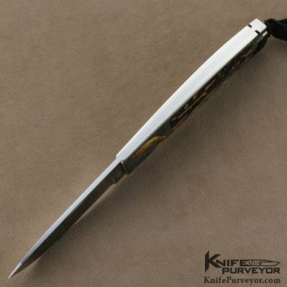 Ron Lake Custom Knives Bob Loveless Designed Amber Stag Tail Lock Engraved by Ron Skaggs - Image 6