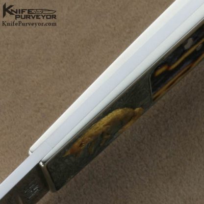 Ron Lake Custom Knives Bob Loveless Designed Amber Stag Tail Lock Engraved by Ron Skaggs - Image 7