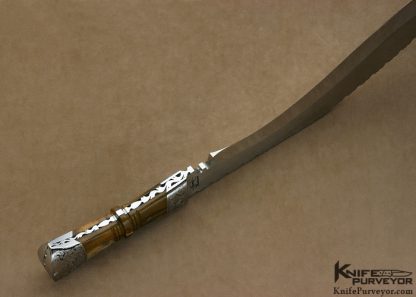 Lamont Coombs Custom Knife Ron Nott Engraved Kukri with Giraffe Bone Handle - Image 10