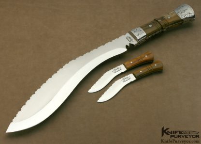 Lamont Coombs Custom Knife Ron Nott Engraved Kukri with Giraffe Bone Handle - Image 4