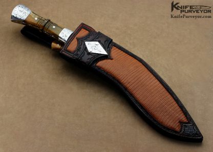 Lamont Coombs Custom Knife Ron Nott Engraved Kukri with Giraffe Bone Handle - Image 9
