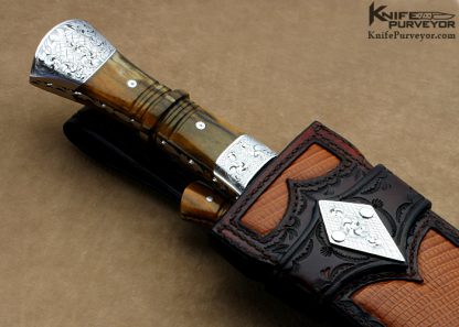 Lamont Coombs Custom Knife Ron Nott Engraved Kukri with Giraffe Bone Handle - Image 8
