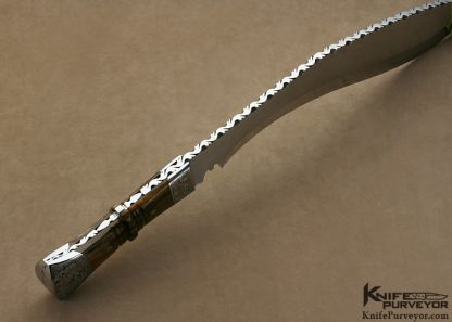 Lamont Coombs Custom Knife Ron Nott Engraved Kukri with Giraffe Bone Handle - Image 7