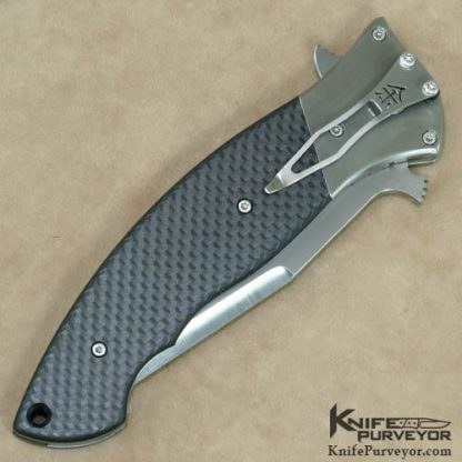Larry Chew Custom Knife Titanium & Carbonfiber Flipper Linerlock - Image 3