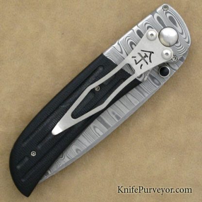 Larry Chew Custom Knife Sculpted G-10 & Damasteel Linerlock - Image 3
