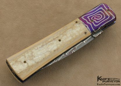 Larry Chew Custom Knife Fossilized  Robert Eggerling Mosaic Damascus Linerlock - Image 3