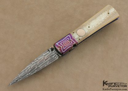 Larry Chew Custom Knife Fossilized  Robert Eggerling Mosaic Damascus Linerlock