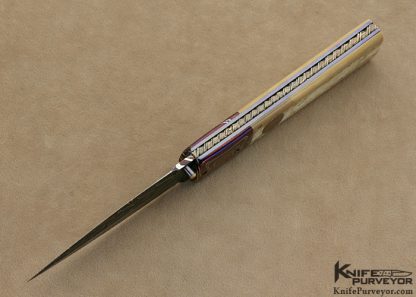 Larry Chew Custom Knife Fossilized  Robert Eggerling Mosaic Damascus Linerlock - Image 4