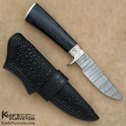 Larry Fuegen Custom Knife Sole Authorship Engraved Damascus Hunter - Image 3