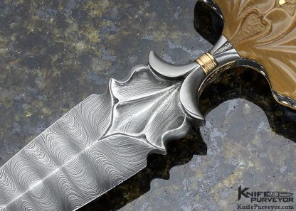 Larry Fuegen Custom Knife Fluted Mammoth & Damascus Push Dagger - Image 2