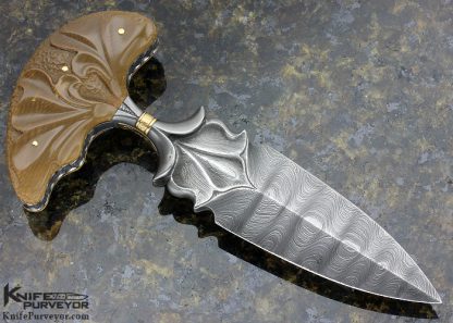 Larry Fuegen Custom Knife Fluted Mammoth & Damascus Push Dagger - Image 3
