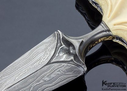 Larry Fuegen Custom Knife Fluted Mammoth & Sole Authorship Damascus Push Dagger - Image 2
