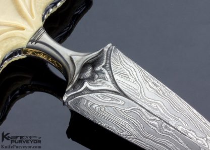 Larry Fuegen Custom Knife Fluted Mammoth & Sole Authorship Damascus Push Dagger - Image 4