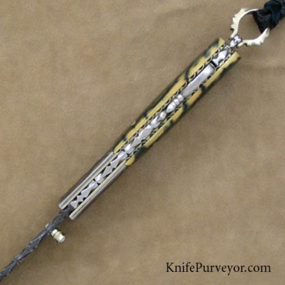 Larry Fuegen Custom Knife Damascus & Mammoth Ivory Lockback Folder - Image 4