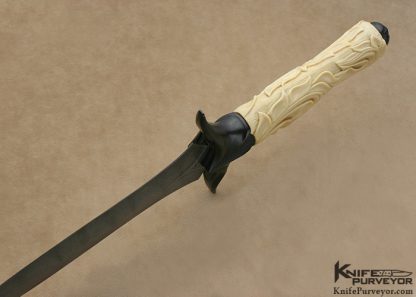 Larry Fuegen Custom Knife Sole Authorship Damascus Carved Mammoth Ivory Presentation Dagger - Image 6