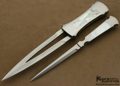Larry Hendricks Custom Knives Mother of Pearl Shell Inlaid Kangaroo Art Dagger - Image 5