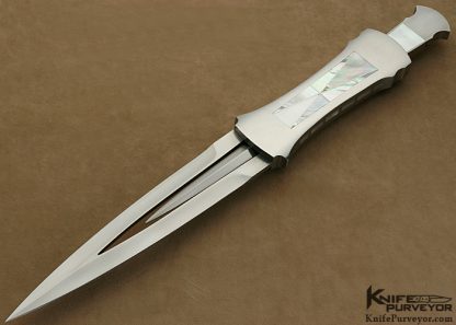 Larry Hendricks Custom Knives Mother of Pearl Shell Inlaid Kangaroo Art Dagger - Image 4