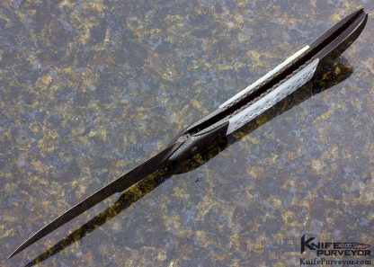 Ron Newton Custom Knife Piqued Mother of Pearl Shell & Sole Authorship Damascus Scale Release Automatic - Image 5
