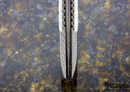 Ron Newton Custom Knife Piqued Mother of Pearl Shell & Sole Authorship Damascus Scale Release Automatic - Image 7