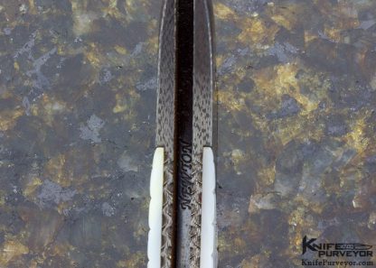 Ron Newton Custom Knife Piqued Mother of Pearl Shell & Sole Authorship Damascus Scale Release Automatic - Image 6