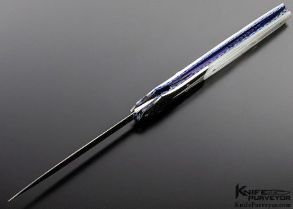 Larry Newton Custom Knife Fluted Mother of Pearl Shell & Damascus Automatic Front Lock Dagger - Image 7