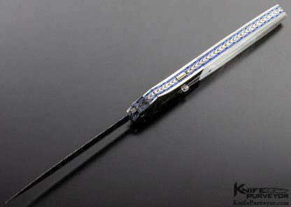 Larry Newton Custom Knife Fluted Mother of Pearl Shell & Damascus Automatic Front Lock Dagger - Image 6