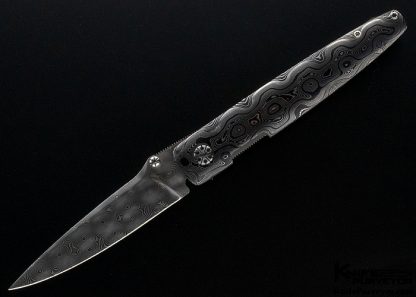 Larry Newton Custom Knife Damascus Liner Lock 9280