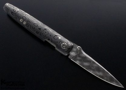 Larry Newton Custom Knife Damascus Liner Lock - Image 4