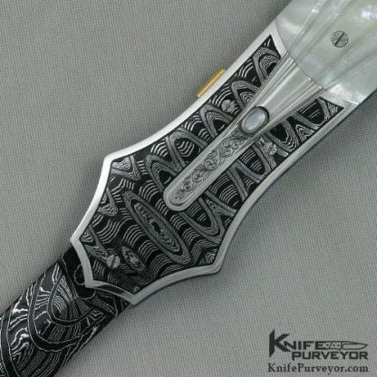 Larry Newton Custom Knife Carved Mother of Pearl Automatic Dagger - Image 2