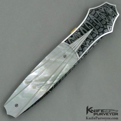 Larry Newton Custom Knife Carved Mother of Pearl Automatic Dagger - Image 3
