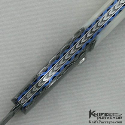 Larry Newton Custom Knife Carved & Stippled Mother of Pearl Automatic Dagger - Image 4