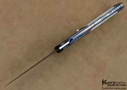Larry Newton Custom Knife Fluted Mother of Pearl Shell & Damascus Linerlock Auto 12/20/12 - Image 6