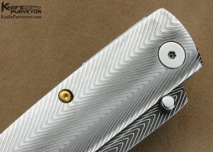 Laurent Doussot Custom Knife Devin Thomas "Herring Bone" Damascus "Savik" Ambi Lock - Image 4