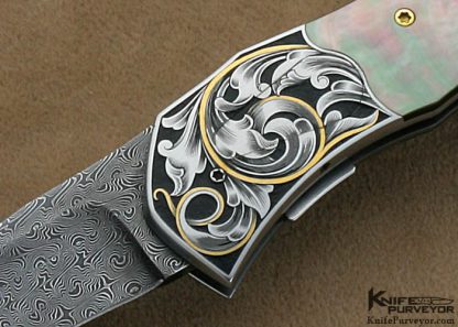 Matthew Lerch Custom Knife Blacklip Manhattan Auto Engraved by Ray Cover Jr. - Image 2