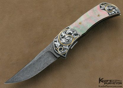 Matthew Lerch Custom Knife Blacklip Manhattan Auto Engraved by Ray Cover Jr.