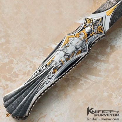 Matthew Lerch Custom Knife Jon Robyn Engraved Credit Card Automatic Dagger - Image 3