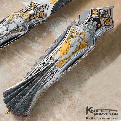 Matthew Lerch Custom Knife Jon Robyn Engraved Credit Card Automatic Dagger - Image 2