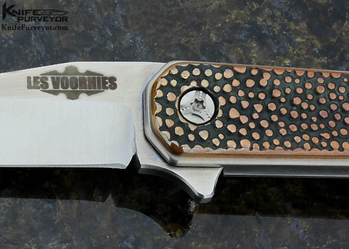 Les Voorhies Model 15 Patinated Copper, Tanto Linerlock Flipper - Image 2