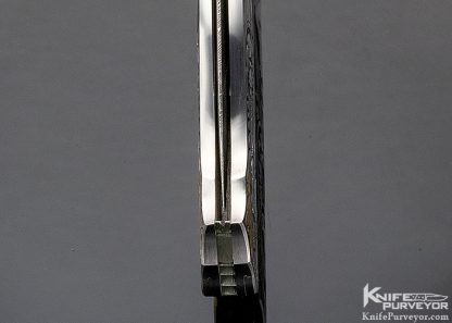 Joe Kious Custom Knife Jerry Rados "Turkish Twist" Damascus Double Pocket Locket Auto Engraved by Lisa Tomlin "Leda and the Swan" & "Helen of Troy" - Image 10