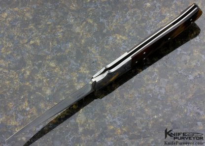 W.D Pease Custom Knife Engraved by Lisa Tomlin Amber Lockback with 24Kt. Gold Inlays - Image 5