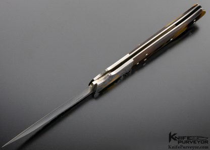 W.D Pease Custom Knife Engraved by Lisa Tomlin Amber Lockback with 24Kt. Gold Inlays - Image 7