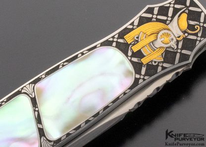 WD Pease Custom Knife Lisa Tomlin Engraved Egyptian Motif (set 6 knives) - Image 10
