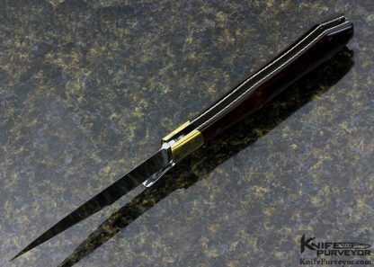 Lloyd Hale Custom Knife Wood Micarta with Gold Lip Pearl Escutcheon Lever Release Coke Bottle - Image 5