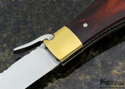 Lloyd Hale Custom Knife Wood Micarta with Gold Lip Pearl Escutcheon Lever Release Coke Bottle - Image 2