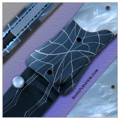 Lloyd McConnell's Custom Knife: Mother of Pearl Linerlock with Robert Eggerling Mosaic Damascus Blade and Bolsters - Image 2