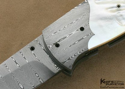 Lloyd McConnell Custom Knives Mother of Pearl & Damascus Left Hand Opening Liner Lock - Image 2